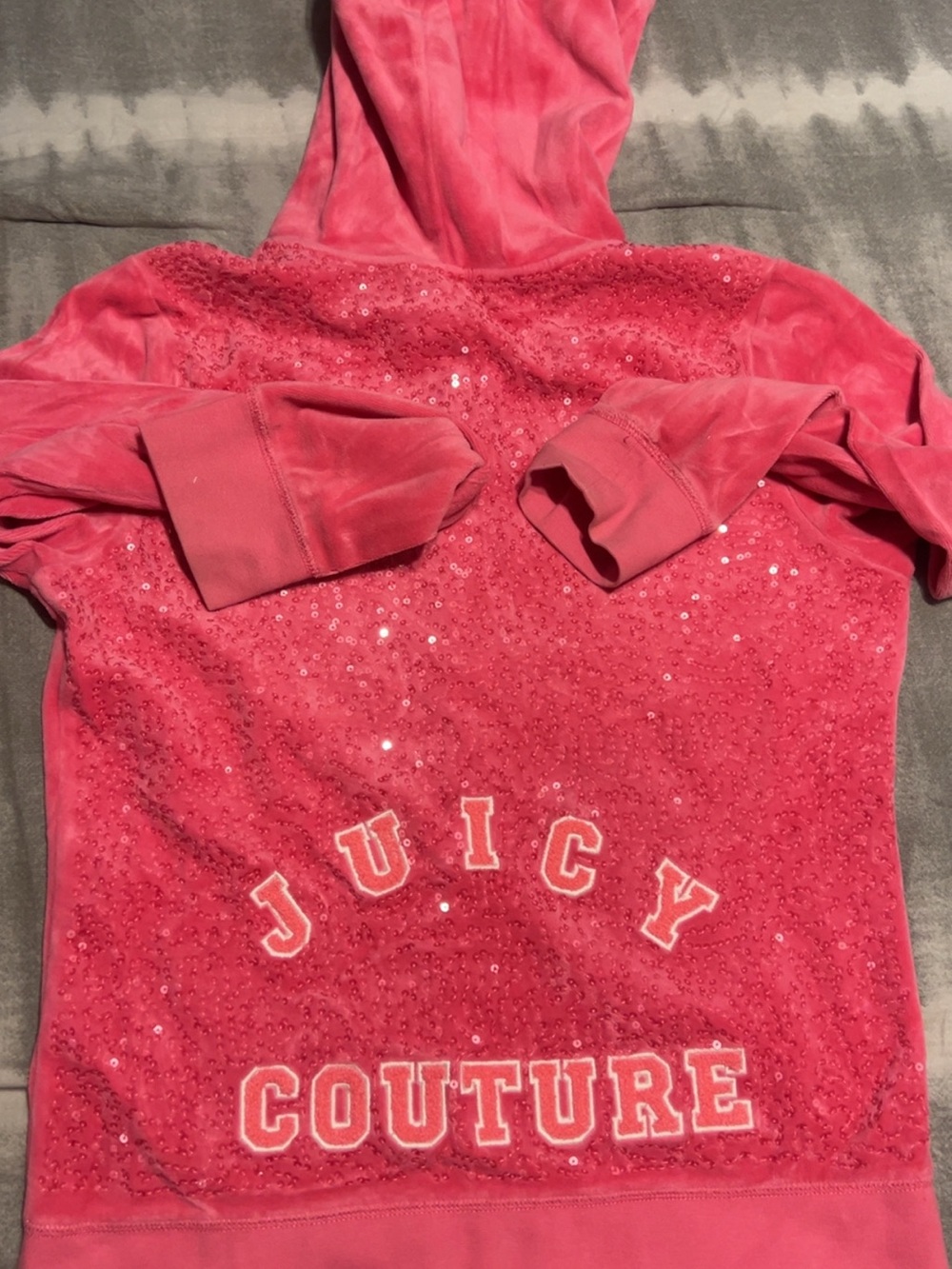 Juicy Couture Hot Pink Sequin Velour Hoodie